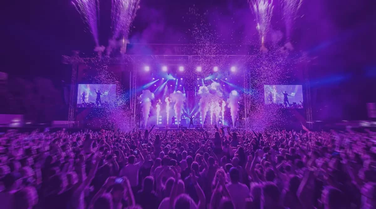 Summer music festival at night